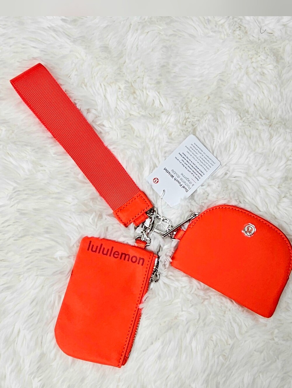 lululemon bright red wristlet pouch set